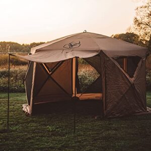 Gazelle Tents™, G6 Deluxe 6-Sided Portable Gazebo, Easy Pop-Up Hub Screen Tent, Waterproof, UV Resistant, Attached Wind Panels, 8-Person & Table, Badlands Brown, 86" x 124" x 124", GG610BR