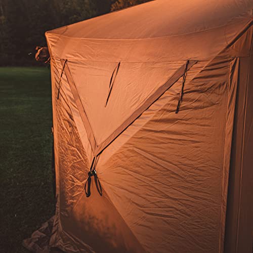 Gazelle Tents™, G6 Deluxe 6-Sided Portable Gazebo, Easy Pop-Up Hub Screen Tent, Waterproof, UV Resistant, Attached Wind Panels, 8-Person & Table, Badlands Brown, 86" x 124" x 124", GG610BR