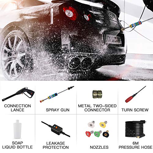 Electric Pressure Washer, Professional Electric Pressure Cleaner Machine with 4 Nozzles, Foam Cannon, 1800W High Power Washer with Soap Tank, IPX5 Car Wash Machine/Car/Driveway/Patio Clean