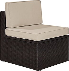 crosley furniture ko70090br-sa palm harbor outdoor wicker center chair, brown with sand cushions