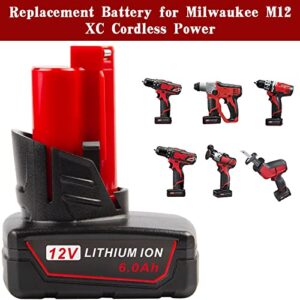 HIGH QUALITY FUTUREBATT FUTUREBATT [1-Pack] 6.0Ah (6000mAh) 12V Upgraded Version M12 Battery for Milwaukee M12 Battery LI-ION Power Tools 48-11-2401 48-11-2402 48-11-2410 48-11-2411 48-11-2420