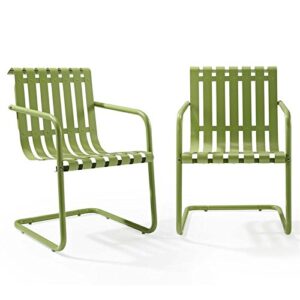 pemberly row metal patio chair in green (set of 2)