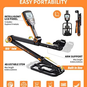 Foldable Metal Detector, Professional Waterproof Gold Silver Detector, Backlit LCD Display, High Accuracy Coil Metal Detectors for Treasure Hunting, Orange