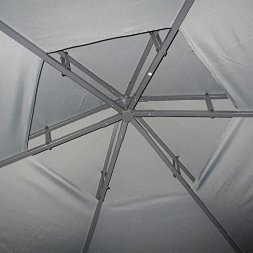 Outsunny 13' x 13' Patio Gazebo, Double Roof Hexagon Outdoor Gazebo Canopy Shelter w/with Netting & Curtains, Solid Steel Frame for Garden, Lawn, Backyard and Deck, Grey