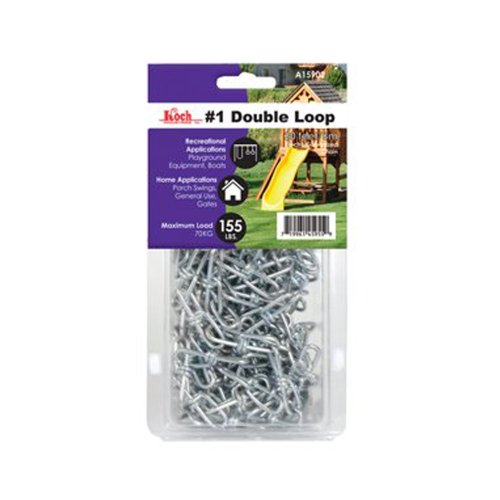 Koch A15922 Double Loop Chain, 2/0 X 20 Ft, 255 Lb, 2/0, Zinc Plated