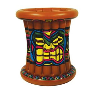 Beistle 25" x 22" Inflatable Tiki Beverage Cooler for Indoor Outdoor Hawaiian Luau Tropical Beach Theme Parties, Holds Approx. 24 12-Ounce Cans, Pkg of 1, Multicolored