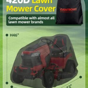 Riding Lawn Mower Cover, Eventronic 54“ Riding Lawn Tractor Cover Waterproof Heavy Duty Durable (420D-polyester oxford)