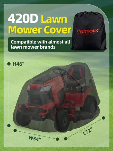 Riding Lawn Mower Cover, Eventronic 54“ Riding Lawn Tractor Cover Waterproof Heavy Duty Durable (420D-polyester oxford)