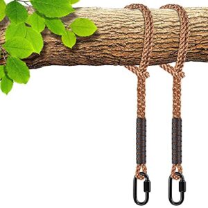 seleware hammock straps, tree swing rope, hammock chair hanging rope kit w/stainless steel carabiner snap hook holds to 1000lbs, for outdoor playground swings hammock yoga boxing, 4 ft, 2 pack