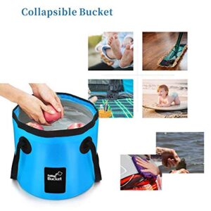 BANCHELLE Collapsible Bucket Camping Water Storage Container 20 L (5 Gallon) Portable Folding Foot Bath Tub Wash Basin for Traveling Hiking Fishing Boating Gardening (Blue)