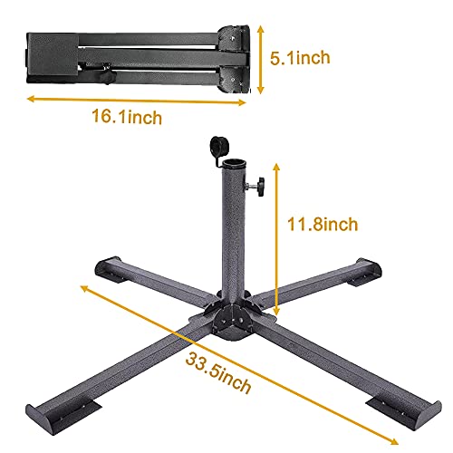 Foldable Beach Umbrella Stand-Outdoor Sunshade Anchor,Portable Patio Umbrella Holder Clamp Adjustable Patio Umbrella Base,Heavy Duty Tempered Iron Patio Umbrella Stand for Courtyard,Garden,Beach