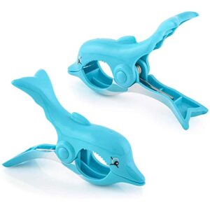 2pcs lovely dolphin beach towel clips for beach chairs home lounge chair towel over sized patio holiday, pool accessories for chairs household bocaclip baby stroller