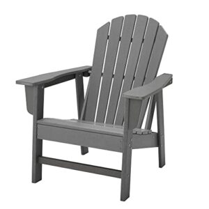 voqnis adirondack chairs hdpe use pool patio deck garden backyard fire pit chairs (grey)