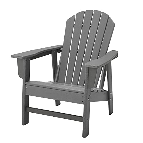 VOQNIS Adirondack Chairs HDPE Use Pool Patio Deck Garden Backyard Fire Pit Chairs (Grey)