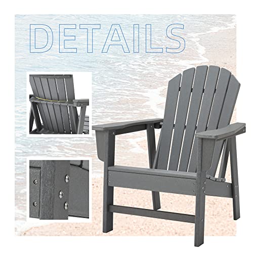 VOQNIS Adirondack Chairs HDPE Use Pool Patio Deck Garden Backyard Fire Pit Chairs (Grey)