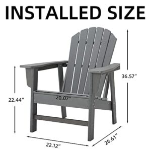 VOQNIS Adirondack Chairs HDPE Use Pool Patio Deck Garden Backyard Fire Pit Chairs (Grey)