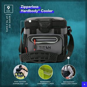 Arctic Zone Titan Deep Freeze Cooler - 9 Can Zipperless Hardbody Cooler - Deep Freeze Insulation, HardBody Liner, and SmartShelf