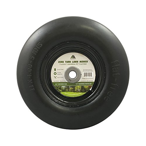 MARASTAR 00232-2pk Universal Fit Flat Free 11x4.00-5 Lawnmower Tire Assembly, 3.4" Centered Hub, 3/4" Bushing