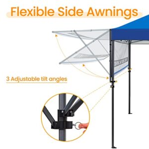 Yaheetech 10 x 17ft Pop Up Canopy with Awnings, Outdoor Canopy Tent, Heavy Duty Instant Beach Sun Shelter with Adjustable Dual Half Awnings & Wheeled Carry Bag, 4 Sandbags, One-Handed Set Up, Blue