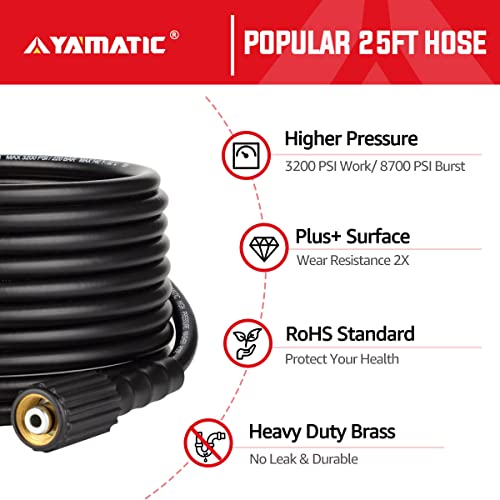 YAMATIC Pressure Washer Gun and Hose with Easy Pull Trigger, 3700 PSI Power Washer Gun Replacement for B&S, Honda, Excell, Simpson, Craftsman, Troy Bilt, Ryobi, Greenworks