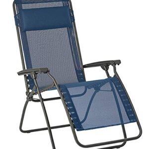 Lafuma R-Clip Zero Gravity Patio Recliner (Ocean Blue Batyline Canvas) Outdoor Folding Lounge Chair