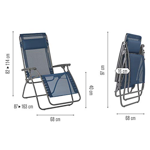 Lafuma R-Clip Zero Gravity Patio Recliner (Ocean Blue Batyline Canvas) Outdoor Folding Lounge Chair