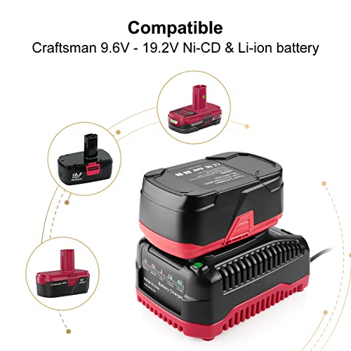 AYTXTG 2Pack 6.0Ah C3 Lithium Battery Replace for Craftsman 19.2 Volt Battery + Craftsman Battery Charger for XCP 130279005 1323903 130211004 Craftsman Charger 19.2V