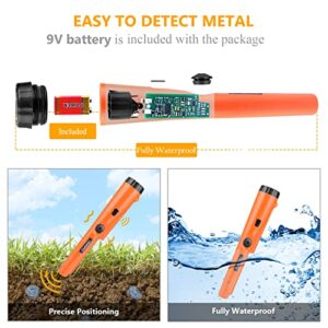 Metal Detector Pinpointer - Full Waterproof Handheld Pin Pointer Wand, High Accuracy Professional Handheld Search Treasure Pinpointing Finder Probe