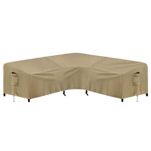 purefit outdoor sectional sofa cover waterproof v shaped patio furniture covers for deck, lawn and backyard, 100”x100”, camel