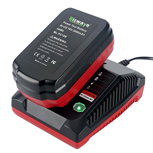 Biswaye 18V Battery Fast Charger PCXMVC Compatible with Porter Cable 18V Lithium-Ion & NiCad NiMh Battery PC18B PC18BLEX PCC489N PC18B-2 PC18BL PC18BLX