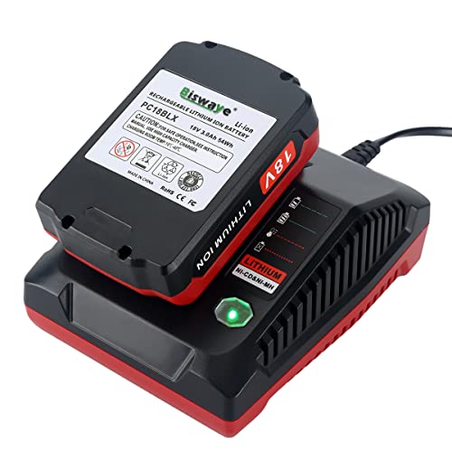 Biswaye 18V Battery Fast Charger PCXMVC Compatible with Porter Cable 18V Lithium-Ion & NiCad NiMh Battery PC18B PC18BLEX PCC489N PC18B-2 PC18BL PC18BLX