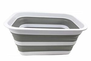 sammart 12l (3.17gallon) collapsible tub – portable outdoor picnic tray – portable washing basin – space saving plastic washtub (white/grey)