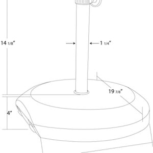 California Umbrella 75 lbs. Round Concrete Weighted Powdercoated Steel Umbrella Base With Wheels, Black Frame