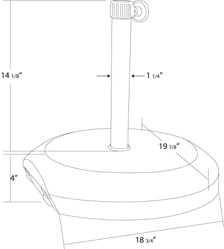 California Umbrella 75 lbs. Round Concrete Weighted Powdercoated Steel Umbrella Base With Wheels, Black Frame