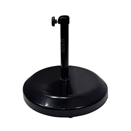 California Umbrella 75 lbs. Round Concrete Weighted Powdercoated Steel Umbrella Base With Wheels, Black Frame