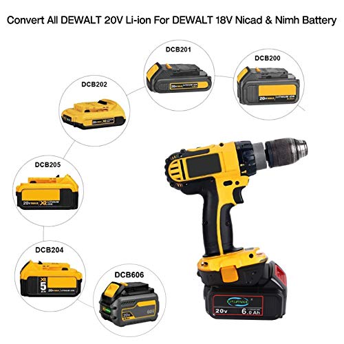 DSANKE DCA1820 Battery Adapter for Dewalt 18V to 20V Adapter, Convert Dewalt 20V Battery DCB205 DCB201 DCB609 for Dewalt 18V Battery DC9096 DC9098 DW9096 DW9099 with USB Port