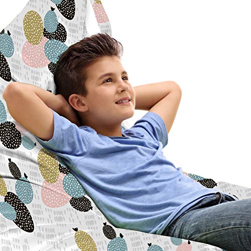 Lunarable Cactus Lounger Chair Bag, Hand Drawn Style Succulent Gardening Plants Spotty Pattern with Modern Art Design, High Capacity Storage with Handle Container, Lounger Size, Multicolor
