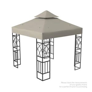 10×10 canopy replacement top – double tier patio gazebo canopy cover – waterproof 250g canvas gazebo – beige