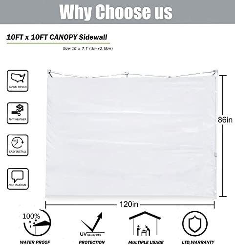 SCOCANOPY SideWall for 10x10 Canopy Frame, 3 Pack SunWall with 1 Pack Canopy Door,White