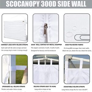 SCOCANOPY SideWall for 10x10 Canopy Frame, 3 Pack SunWall with 1 Pack Canopy Door,White