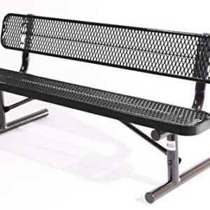 CoatedOutdoorFurniture B6WBP-BLK Heavy Duty Park Bench with Back Portable Frame, 6 Feet, Black, Made in America