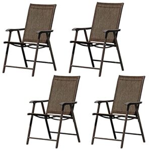 aoodor 4 sets folding patio chairs for indoor&outdoor – brown