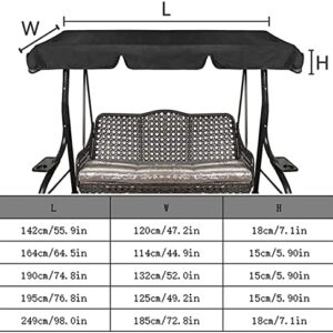 GBEN Swing Top Cover Canopy Replacement Porch Patio Outdoor Replaceable Swing Canopy Cloth Waterproof Swing Ceiling Replacement Cover for Outdoor 22.6.21 (Color : Black, Size : 190x132x15cm/75x52x6)