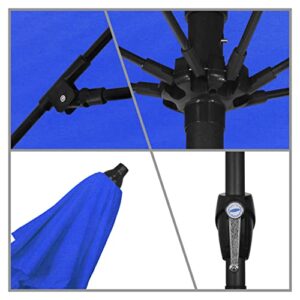 California Umbrella 9' Rd Sunbrella Aluminum Patio Umbrella, Crank Lift, Auto Tilt, Bronze Pole, Pacific Blue