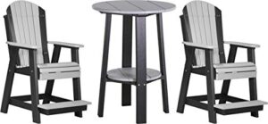 luxcraft adirondack balcony chair – deluxe end table set pabc-det28-(2 chairs & table) dove grey/black