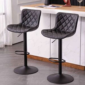 kidol & shellder bar stools set of 2 black adjustable barstools bar height swivel counter stools high back upholstered bar chairs,3 mins quick assembly,loads up to 300lbs
