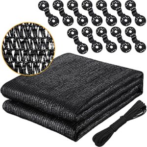 75% black shade cloth with 12 pcs round shade cloth plastic clip 1pc 33 feet 7 core cord rope sunblock shade cloth cover mesh uv resistant net for garden flower plant greenhouse (6.5 x 10 feet)