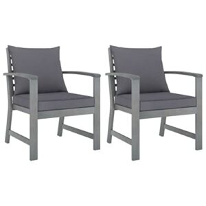 outdoor chair mid century design comfortable armchair for porch, patio, lawn, garden, backyard, deck,patio chairs 2 pcs with dark gray cushions solid acacia wood,fast delivery
