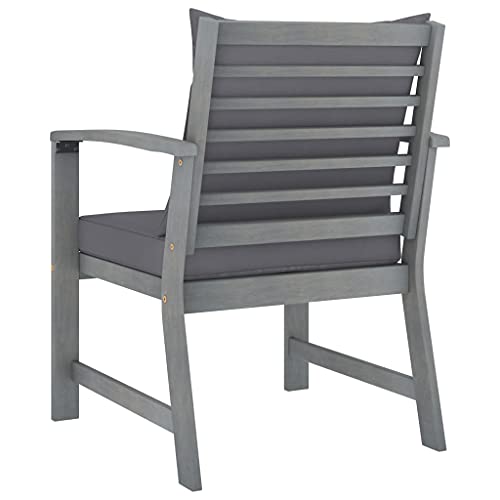 Outdoor Chair Mid Century Design Comfortable Armchair for Porch, Patio, Lawn, Garden, Backyard, Deck,Patio Chairs 2 pcs with Dark Gray Cushions Solid Acacia Wood,Fast Delivery