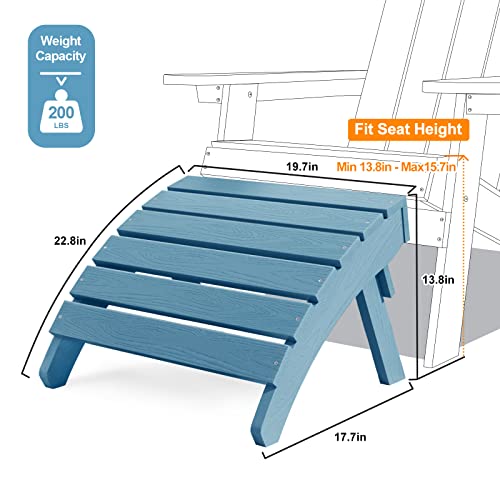 MXIMU Folding Adirondack Chair & Ottoman 4-Piece Set, Weather Resistant Plastic Chairs Adorondic Set for Area Seating Lifetime Wide Use in Backyard, Garden, Lawn, Porch